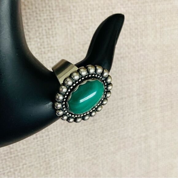 Carolyn Pollack Relios Sterling Silver Malachite Ring - Picture 2 of 4